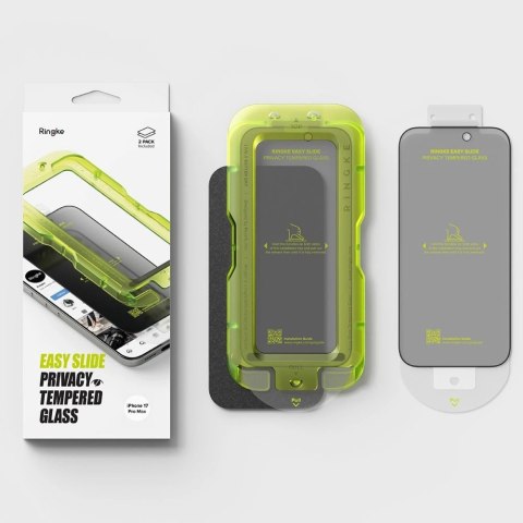 Szkło prywatyzujące Ringke Easy Slide 2-pack na iPhone 17 Pro - czarne