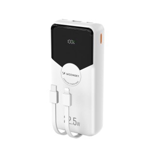 Powerbank Wozinsky WFC-15W 20000mAh 22,5W PD20W z wbudowanymi kablami Lightning i USB-C - biały
