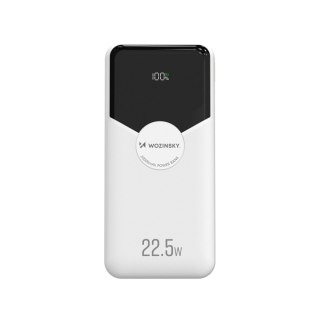 Powerbank Wozinsky WFC-15W 20000mAh 22,5W PD20W z wbudowanymi kablami Lightning i USB-C - biały