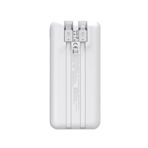 Powerbank Wozinsky WFC-15W 20000mAh 22,5W PD20W z wbudowanymi kablami Lightning i USB-C - biały
