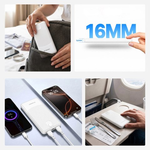 Powerbank Wozinsky Wpower WPBBK-3 10000 mAh 10 W 2x USB-A 2A - biały