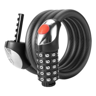 Zapięcie rowerowe Rockbros RKS531 - linka stalowa, szyfr 5-cyfrowy + LED, 180 cm