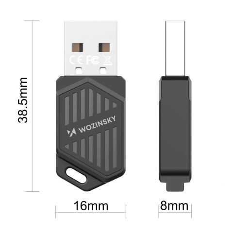 Adapter Wozinsky WAX-900 dwupasmowy USB Wi-Fi 6 z Bluetooth 5.4 - czarny