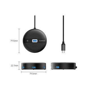 Hub USB ORICO YS1-C2 4-portowy 1x USB-A 3.0 3x USB-A 2.0 0,3 m - czarny