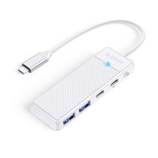 Hub USB Orico PAPW2AC-C3 4-portowy 2x USB-A 3.0 1x USB-C 3.0 z ładowaniem USB-C PD 100 W 0,15 m - biały