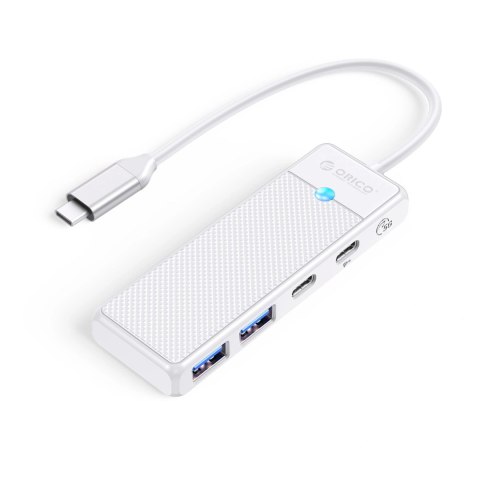 Hub USB Orico PAPW2AC-C3 4-portowy 2x USB-A 3.0 1x USB-C 3.0 z ładowaniem USB-C PD 100 W 0,15 m - biały