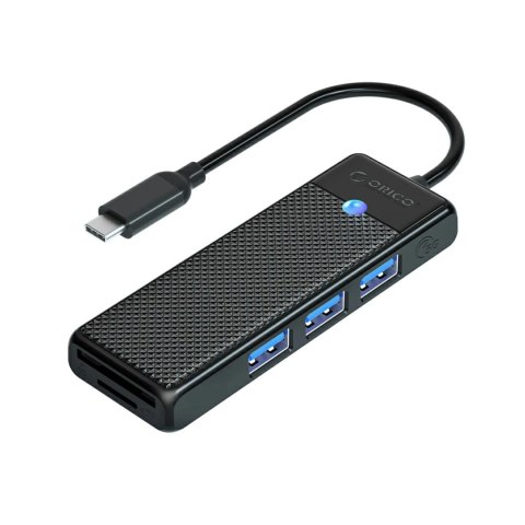 Hub USB Orico PAPW3AT-C3 4-portowy 3x USB-A 3.0 z czytnikiem kart microSD/SD 0,15 m - czarny