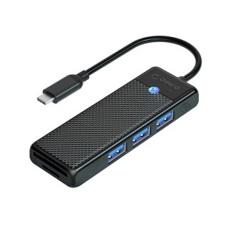 Hub USB Orico PAPW3AT-U3 4-portowy 3x USB-A 3.0 z czytnikiem kart microSD/SD 1,8 m - czarny