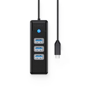 Hub USB Orico PW3UR25-C3 4-portowy 3x USB-A 3.0 1x RJ45 2.5G Ethernet 0,15 m - czarny