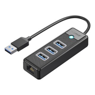 Hub USB Orico PW3UR25-U3 4-portowy 3x USB-A 3.0 1x RJ45 2.5G Ethernet 0,15 m - czarny