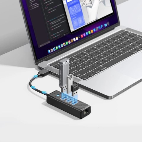 Hub USB Orico PW3UR25-U3 4-portowy 3x USB-A 3.0 1x RJ45 2.5G Ethernet 1,8 m - czarny