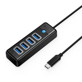 Hub USB Orico PW4U-C3 4-portowy USB-A 3.0 1m - czarny