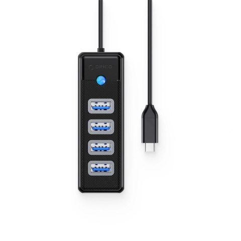 Hub USB Orico PW4U-C3 4-portowy USB-A 3.0 1m - czarny