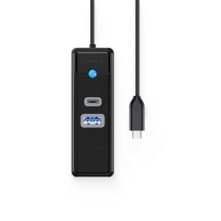 Hub USB Orico PWCUR-C3 3-portowy 1x USB-A 3.0 1x USB-C 3.0 1x RJ45 Gigabit Ethernet 0,5 m - czarny