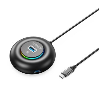 Hub USB Orico YXR4-C3 RGB 4-portowy USB-A 3.0 z portem audio/mikrofonowym 1,8 m - czarny