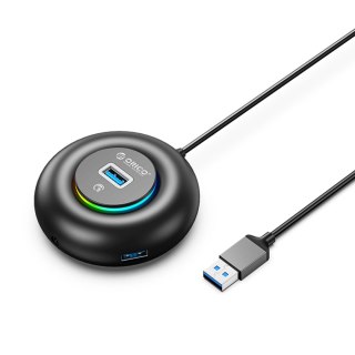 Hub USB Orico YXR4-U3 RGB 4-portowy USB-A 3.0 z portem audio/mikrofonowym 1,8 m - czarny