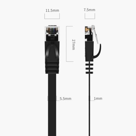 Kabel sieciowy Ethernet Orico PUG-C6B CAT6 1000Mbps RJ45 internetowy LAN płaski 10 m - czarny