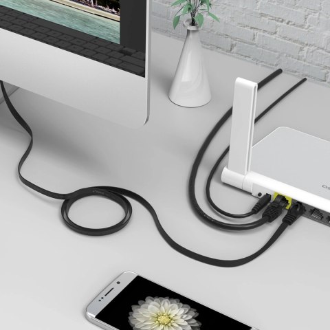 Kabel sieciowy Ethernet Orico PUG-C6B CAT6 1000Mbps RJ45 internetowy LAN płaski 2 m - czarny