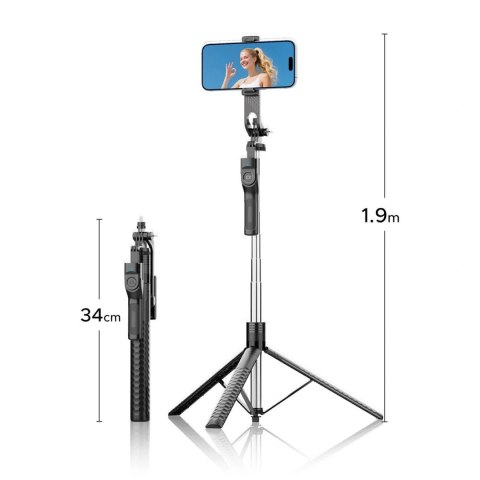 Selfie stick Orico SPM190 tripod 1/4" na telefon kamerę aparat z obrotem 360 stopni Bluetooth 5.2 - czarny