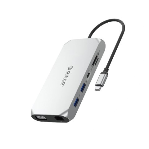 Stacja dokująca USB-C Orico XCR 12w1 2x USB-A 3.1 1x USB-A 2.0 1x USB-C PD 100 W 1x USB-C 3.1 2x HDMI 2.0 4K 60 Hz 1x VGA 1080p 