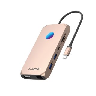 Stacja dokująca USB-C Orico XCR 12w1 RGB 3x USB-A 3.1 1x USB-A 2.0 1x USB-C PD 100 W 1x USB-C 3.1 1x HDMI 1.4 4K 30Hz 1x VGA 108