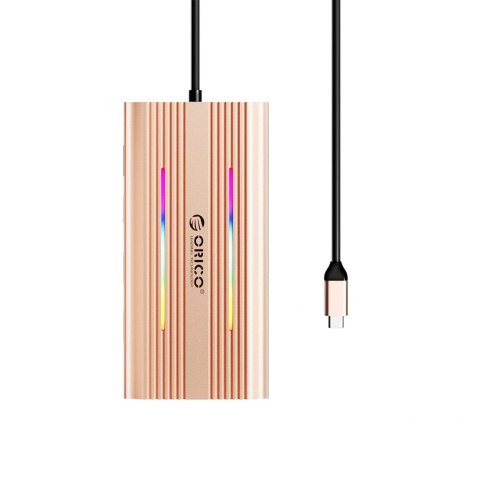 Stacja dokująca USB-C Orico XDR 12w1 RGB USB-A USB-C PD 100W 2x HDMI 4K 60Hz VGA RJ45 Gigabit czytnik kart SD i microSD - różowo
