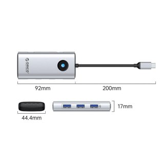 Stacja dokująca USB-C Orico PW11 6w1 3x USB-A 3.0 1x USB-C 3.0 1x USB-C PD 100 W 1x HDMI 4K 30Hz - srebrna