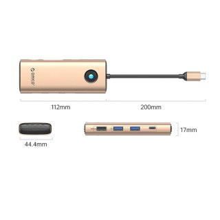 Stacja dokująca USB-C Orico PW11 8w1 2x USB-A 3.0 1x USB-A 2.0 1x USB-C 3.0 1x USB-C PD 100 W 1x HDMI 4K 60Hz 1x VGA 1080P 60Hz 