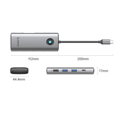 Stacja dokująca USB-C Orico PW11 8w1 2x USB-A 3.0 1x USB-A 2.0 1x USB-C 3.0 1x USB-C PD 100 W 1x HDMI 4K 60Hz 1x VGA 1080P 60Hz 
