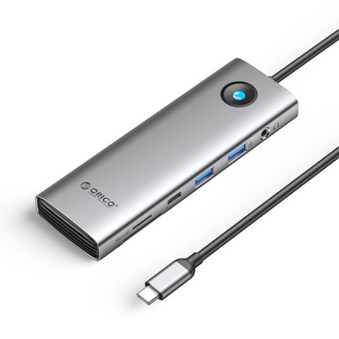 Stacja dokująca USB-C Orico PW11 9w1 2x USB-A 3.0 1x USB-C 3.0 1x USB-C PD 100 1x HDMI 4K 60Hz 1x microSD/SD 1x RJ45 2.5G Ethern