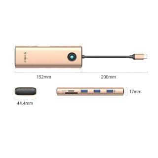 Stacja dokująca USB-C Orico PW11 9w1 3x USB-A 3.0 1x USB-C PD 100 1x HDMI 4K 60Hz 1x VGA 1080P 60Hz 1x microSD/SD 1x RJ45 Gigabi