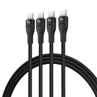 Kabel Baseus Flash Series 3 100W 3w1 USB-C - 3xUSB-C 1,5m - czarny