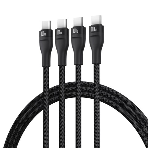 Kabel Baseus Flash Series 3 100W 3w1 USB-C - 3xUSB-C 1,5m - czarny