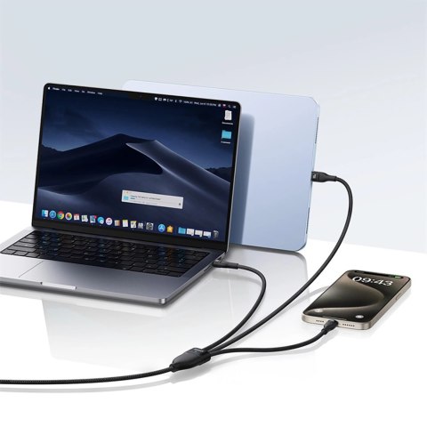Kabel Baseus Flash Series 3 100W 3w1 USB-C - 3xUSB-C 1,5m - czarny