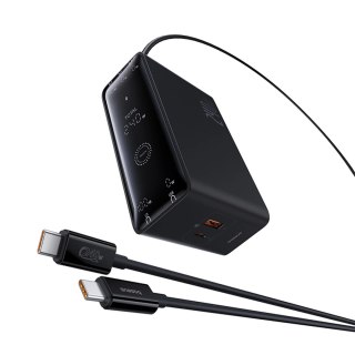 Ładowarka sieciowa Baseus Digital GaN 3xUSB-C 1xUSB-A 240W z kablem zasilającym - czarna