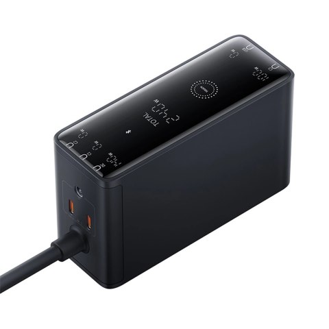 Ładowarka sieciowa Baseus Digital GaN 3xUSB-C 1xUSB-A 240W z kablem zasilającym - czarna