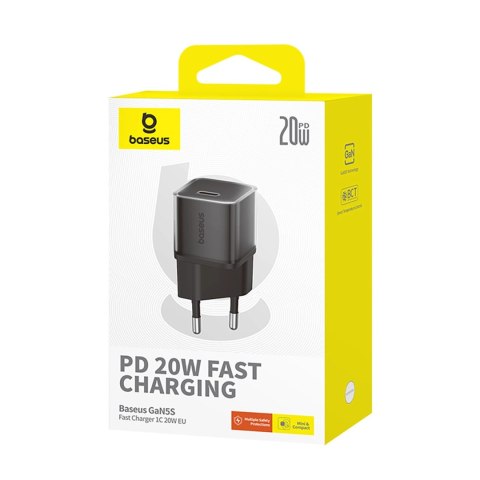 Ładowarka sieciowa Baseus GaN5S 20W 1xUSB-C - czarna