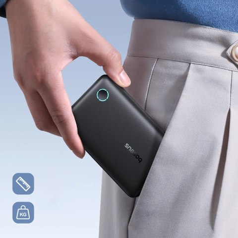 Powerbank Baseus EnerFill FP11 10000mAh 15W (z czarnym kablem Simple USB-C - USB-C 20V/3A 30cm) - czarny