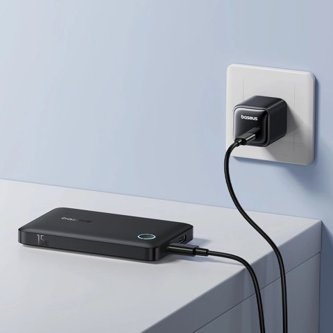 Powerbank Baseus EnerFill FP11 10000mAh 15W (z czarnym kablem Simple USB-C - USB-C 20V/3A 30cm) - czarny