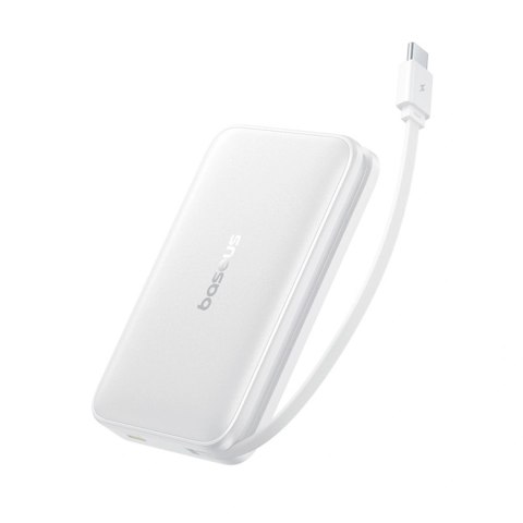 Powerbank Baseus PicoGo 10000mAh 27W Qi2 kompatybilny z MagSafe z wbudowanym kablem USB-C - biały