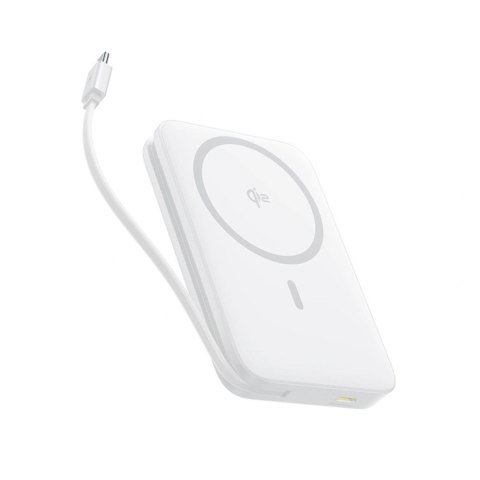 Powerbank Baseus PicoGo 10000mAh 27W Qi2 kompatybilny z MagSafe z wbudowanym kablem USB-C - biały