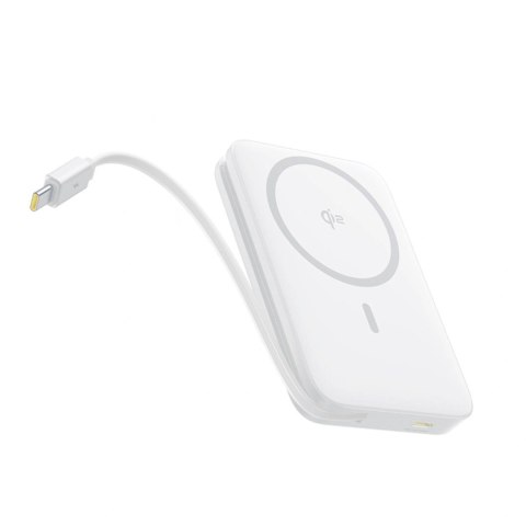 Powerbank Baseus PicoGo 10000mAh 27W Qi2 kompatybilny z MagSafe z wbudowanym kablem USB-C - biały