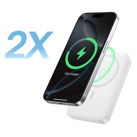 Powerbank Baseus PicoGo 10000mAh 27W Qi2 kompatybilny z MagSafe z wbudowanym kablem USB-C - biały