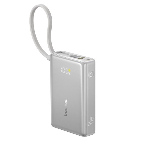 Powerbank Baseus PicoGo 10000mAh 45W z wyświetlaczem cyfrowym z wbudowanym kablem USB-C - tytanowy