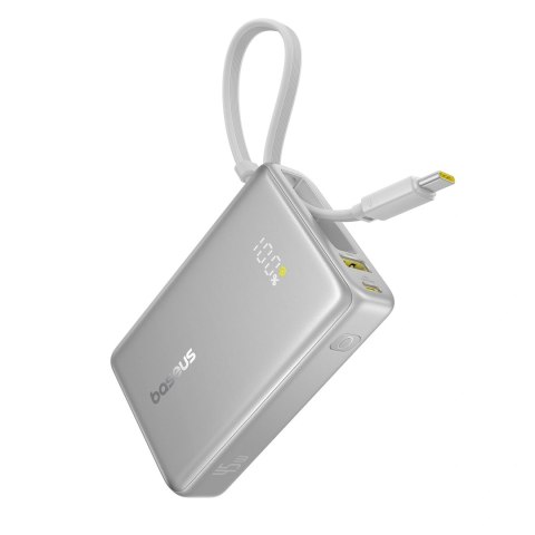 Powerbank Baseus PicoGo 10000mAh 45W z wyświetlaczem cyfrowym z wbudowanym kablem USB-C - tytanowy