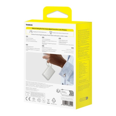 Powerbank Baseus PicoGo 10000mAh 45W z wyświetlaczem cyfrowym z wbudowanym kablem USB-C - tytanowy