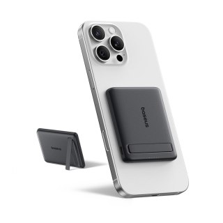 Powerbank Baseus PicoGo AM31 Qi2 5000mAh 20W kompatybilny z MagSafe z podstawką (z czarnym kablem Simple Braided USB-C - USB-C 3