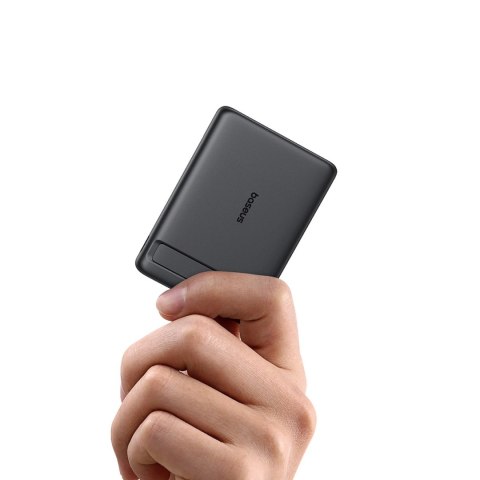 Powerbank Baseus PicoGo AM31 Qi2 5000mAh 20W kompatybilny z MagSafe z podstawką (z czarnym kablem Simple Braided USB-C - USB-C 3