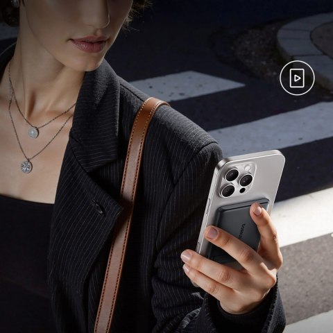 Powerbank Baseus PicoGo AM31 Qi2 5000mAh 20W kompatybilny z MagSafe z podstawką (z czarnym kablem Simple Braided USB-C - USB-C 3