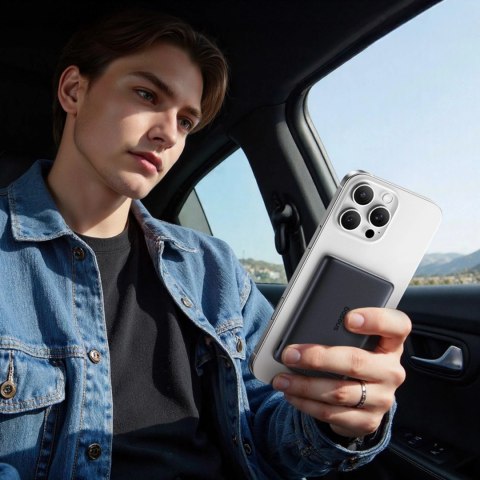 Powerbank Baseus PicoGo AM31 Qi2 5000mAh 20W kompatybilny z MagSafe z podstawką (z czarnym kablem Simple Braided USB-C - USB-C 3